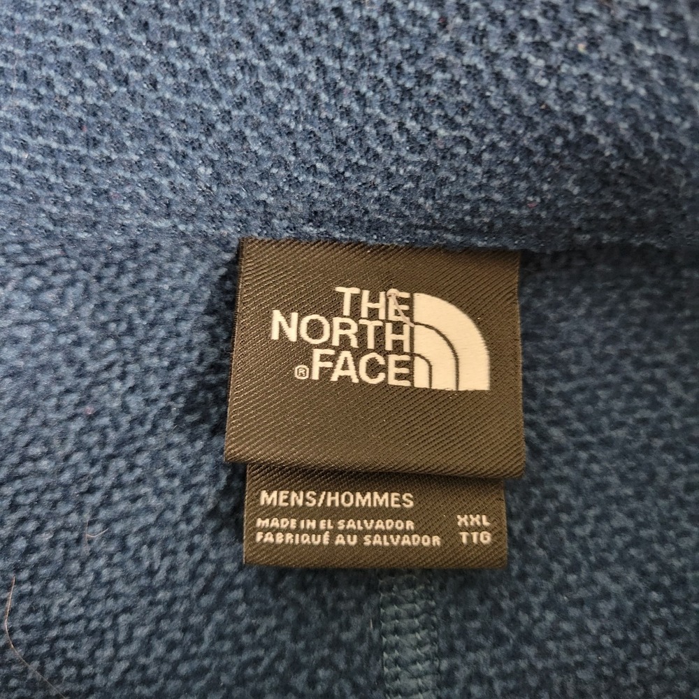 The North Face Mens 2XL Solid Blue Stretch Knit Fleece Quarter Zip - Picture 4 of 6